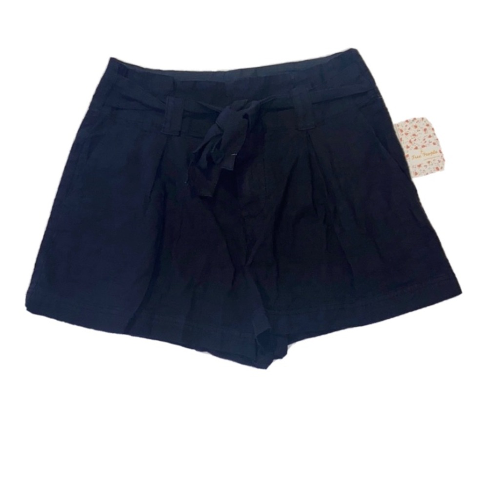 Free People | Tie Front Black Paperbag Shorts - Picture 1 of 6